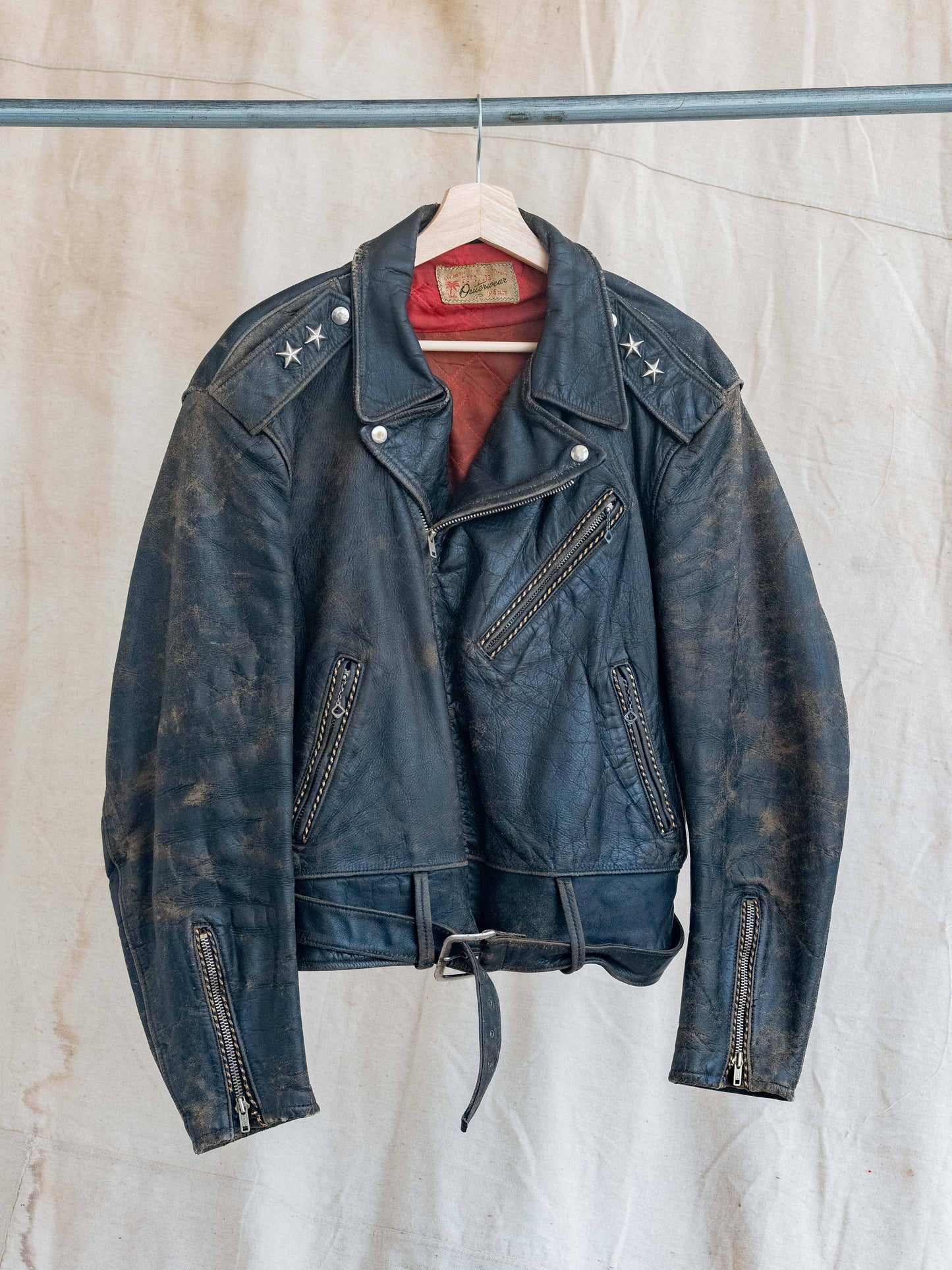 1950’s/1960’s Hercules Lined Motorcycle Jacket Featuring Contrast Stitching and Stars
