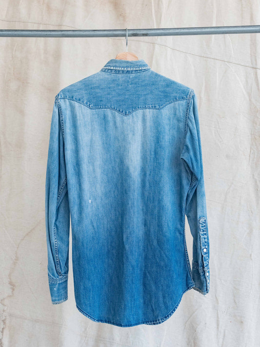 1960’s Wrangler Blue Bell Heavily Faded Pearl Snap Denim Shirt