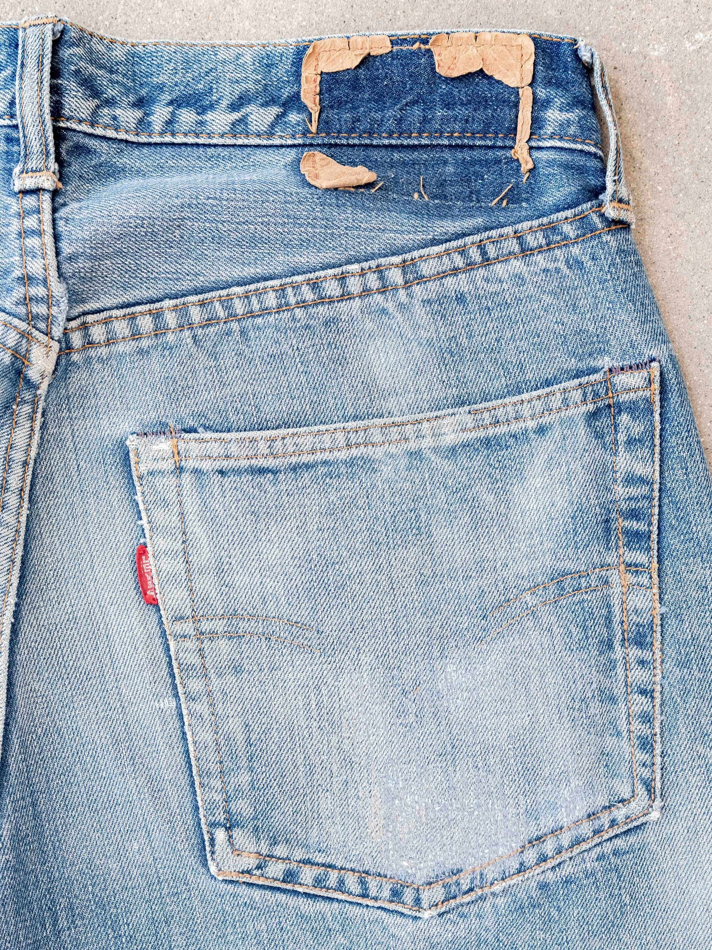 1960’s Levi’s Big E Repaired, Twisted, and Whiskered Big E 501s-31W