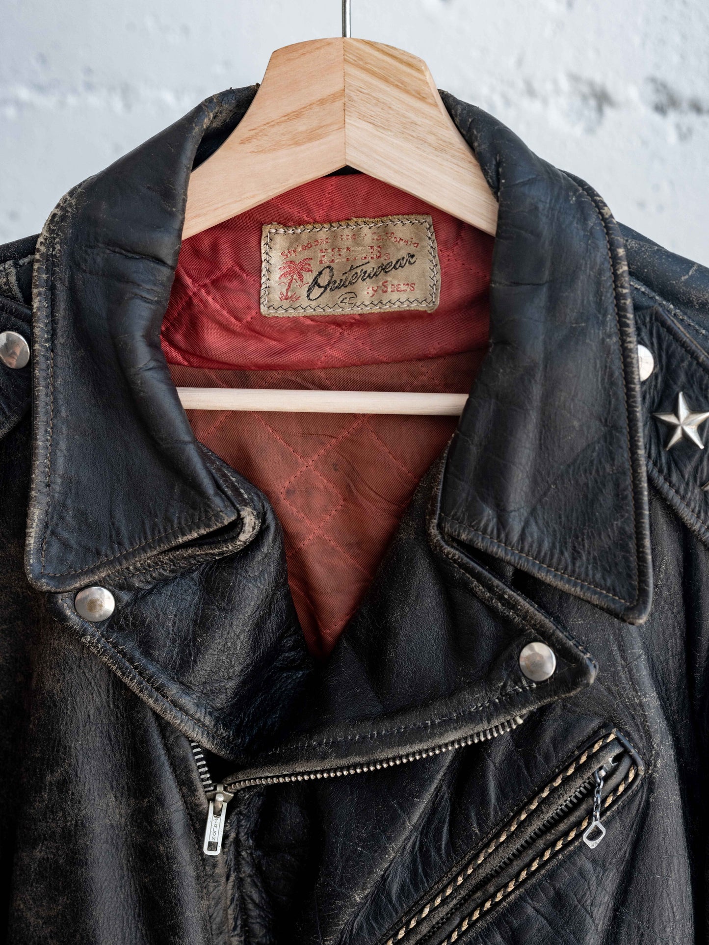 1950’s/1960’s Hercules Lined Motorcycle Jacket Featuring Contrast Stitching and Stars