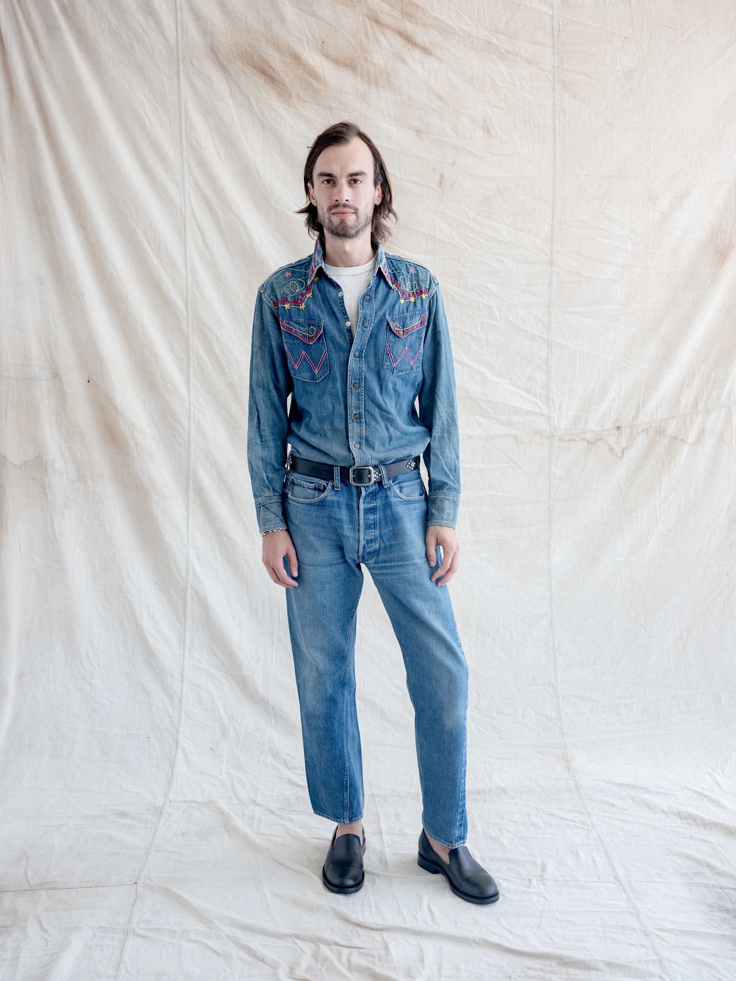 1980’s Levi’s Dark Mid Redlines Twisting Tracks 501s-33W
