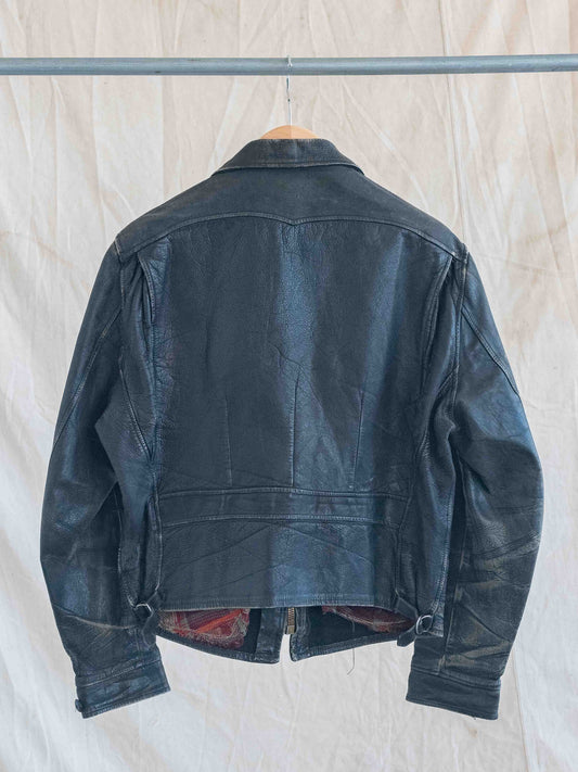 1950’s/1960’s Black Four Pocket Leather Jacket with Solid Patina