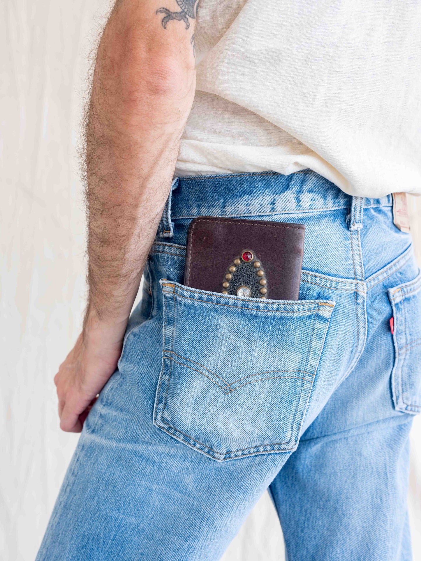 Hollywood Trading Company Studded Chocolate Brown Wallet with Stingray