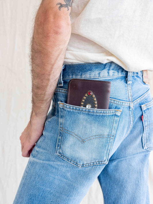 Hollywood Trading Company Studded Chocolate Brown Wallet with Stingray