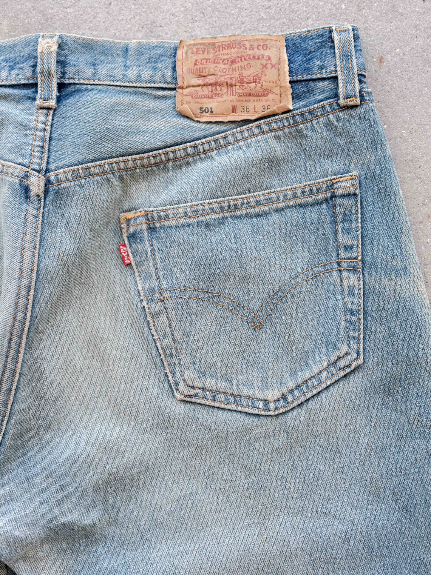 1990’s Whiskered and Dirtied Levi’s 501s 36W