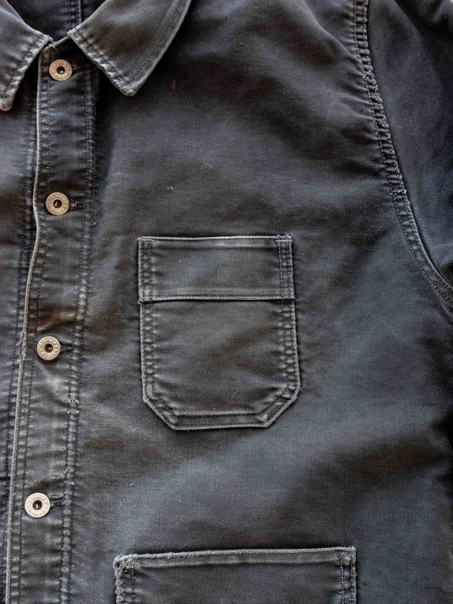 1950’s/1960’s Faded Black French Chore Jacket with added Laurel Reef buttons