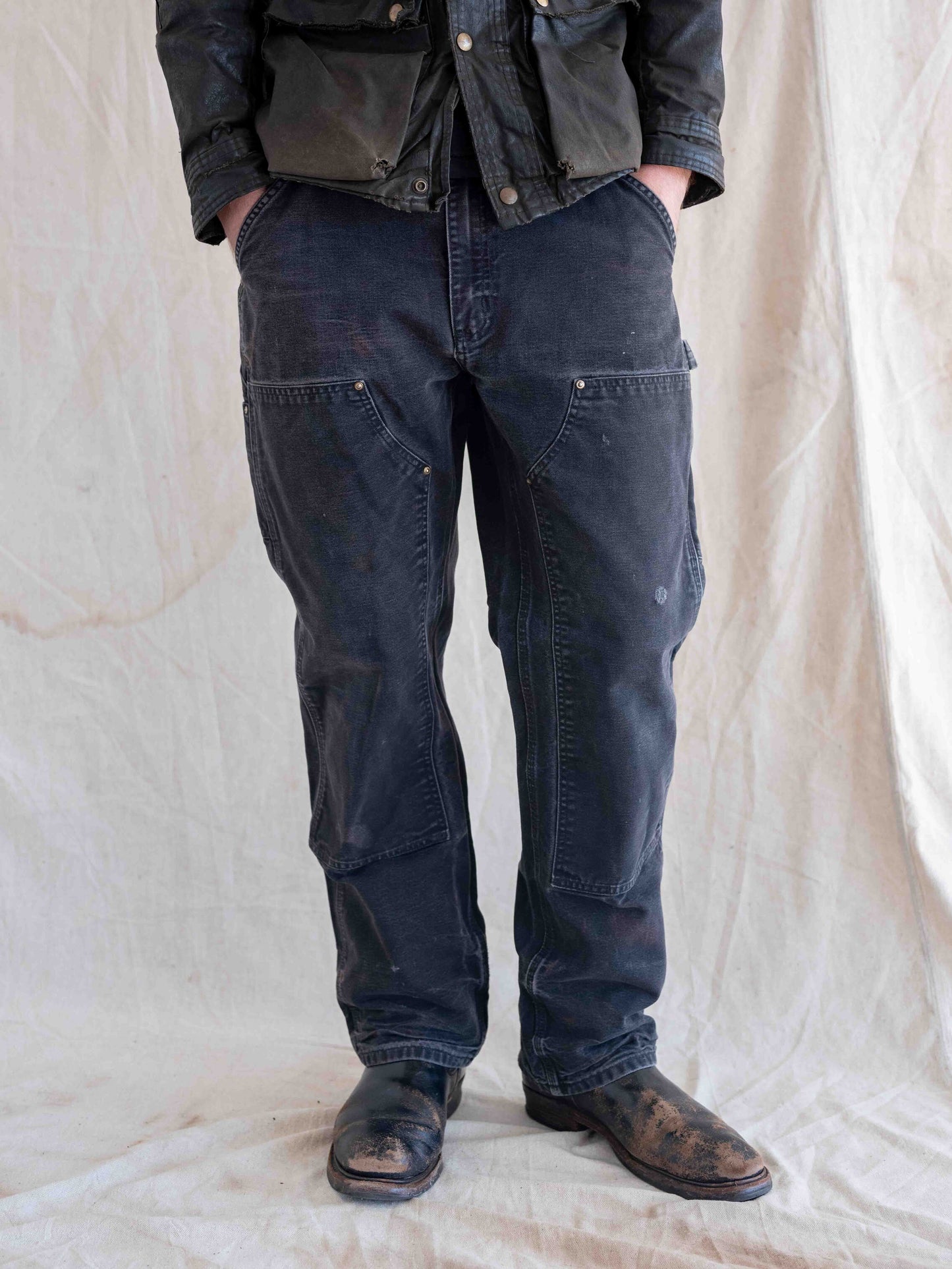 1990’s/2000’s Faded and Splattered Black Carhartt Doubleknees 34W