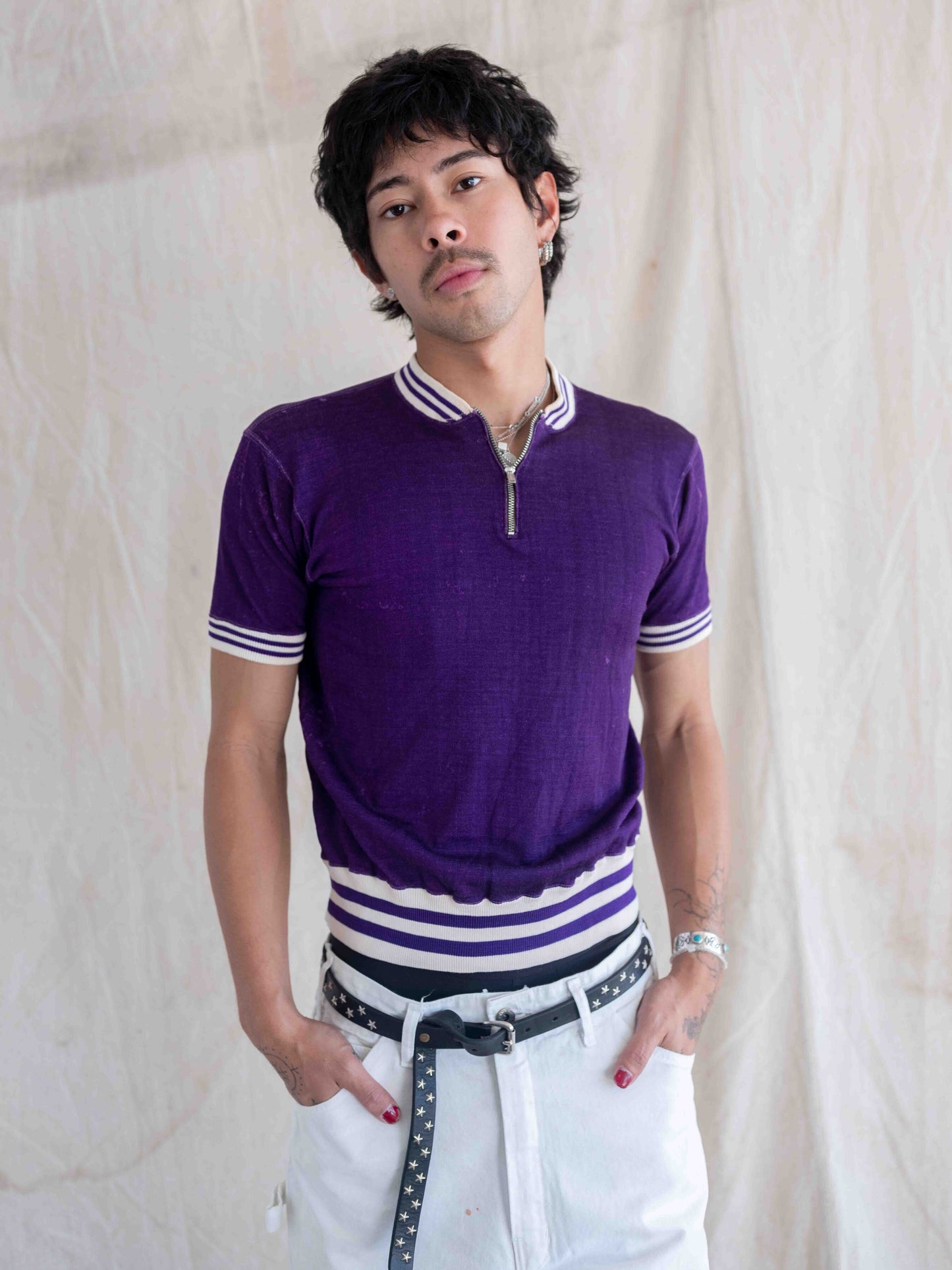 1960’s Rayon/Cotton Blend Purple Sportswear Top