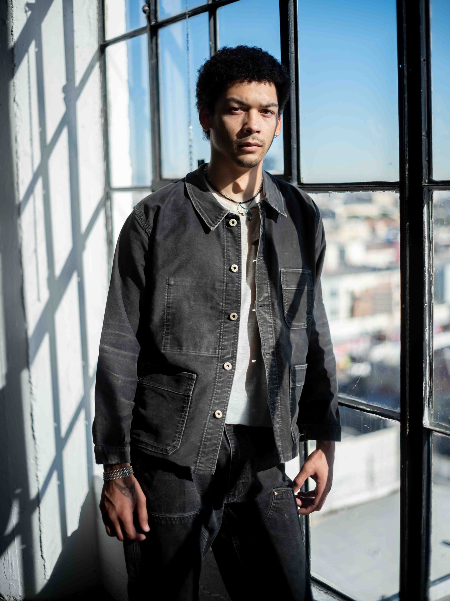 1950’s/1960’s Faded Black French Chore Jacket with added Laurel Reef buttons