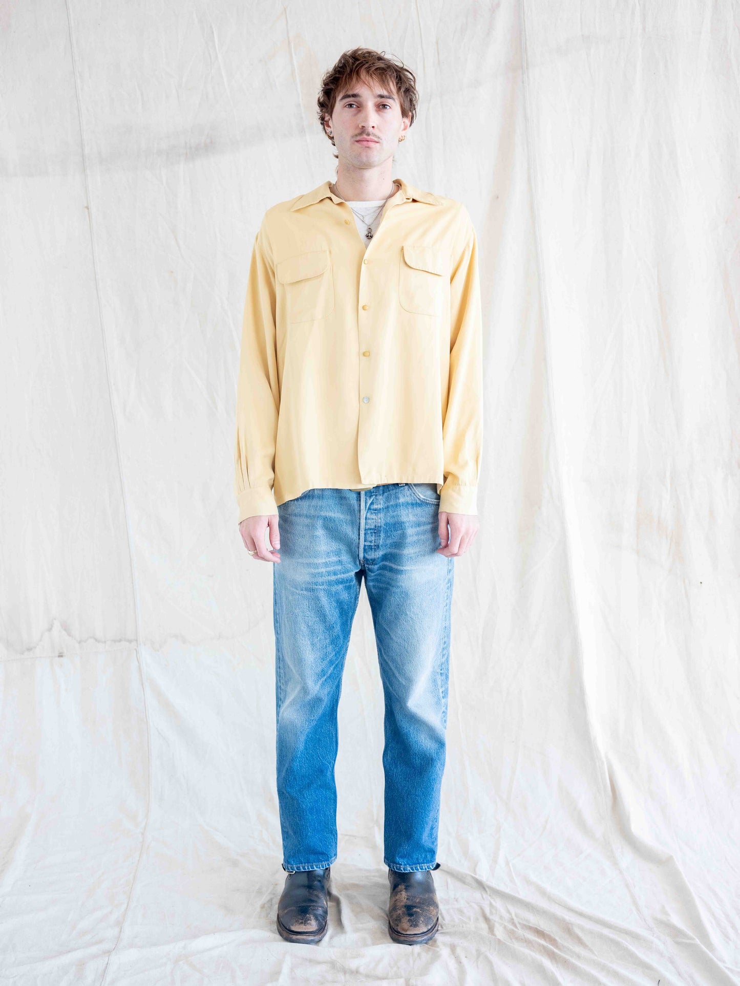 1950’s Seilers Yellow Gabardine Shirt with Flap Pockets
