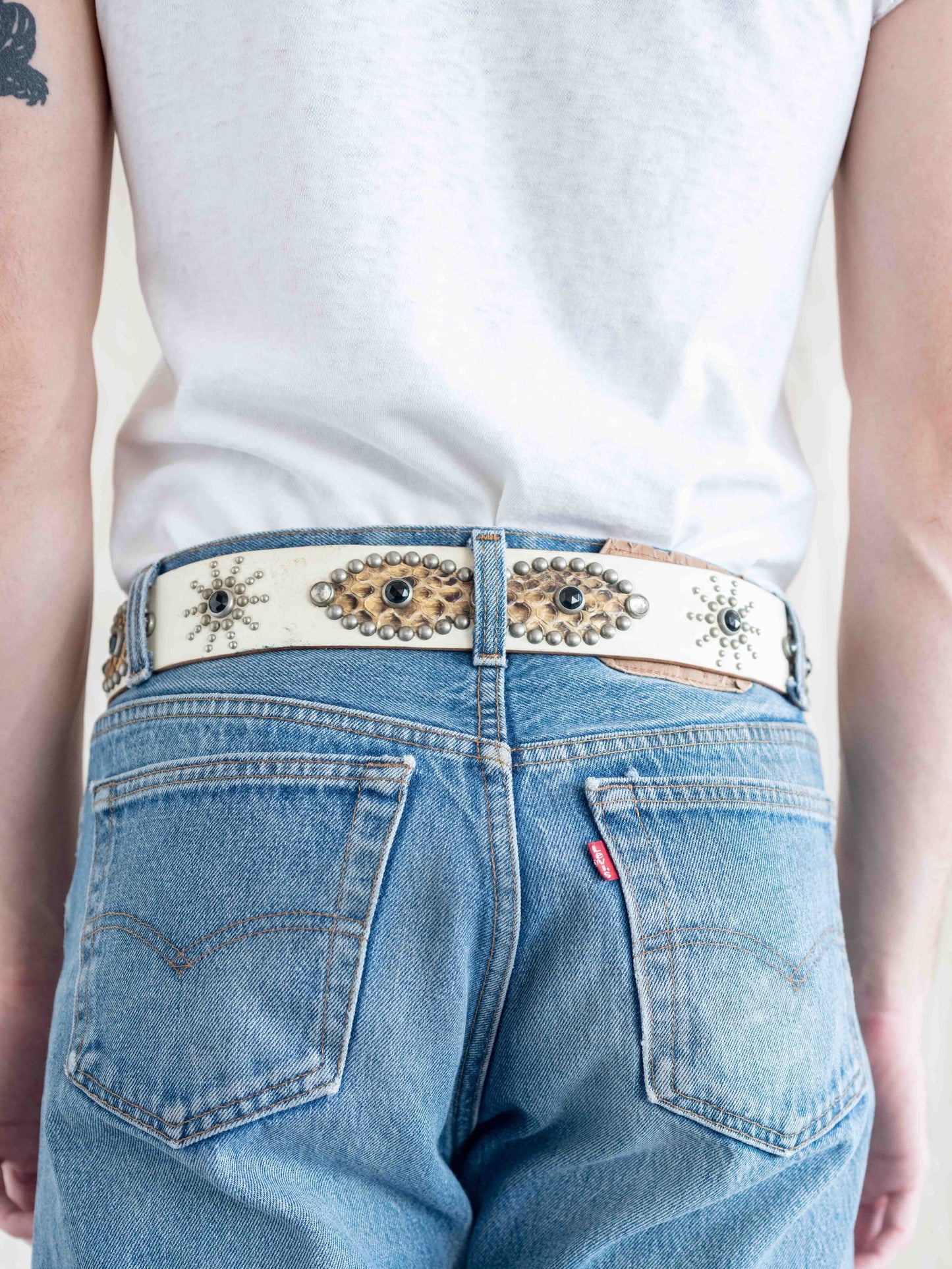 Hollywood Trading Company Snake Skin Studded Belt 32w