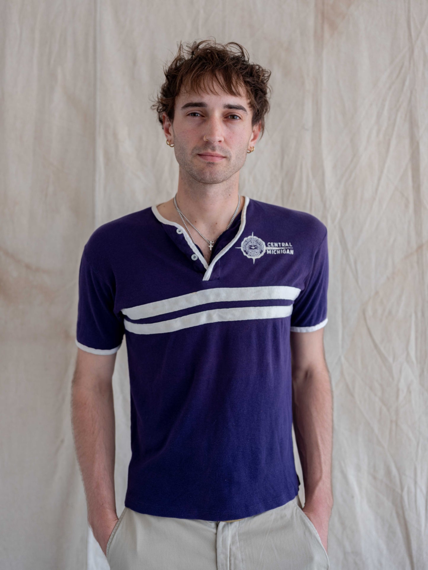 1960’s Champion Running Man Central Michigan Button Up T-Shirt