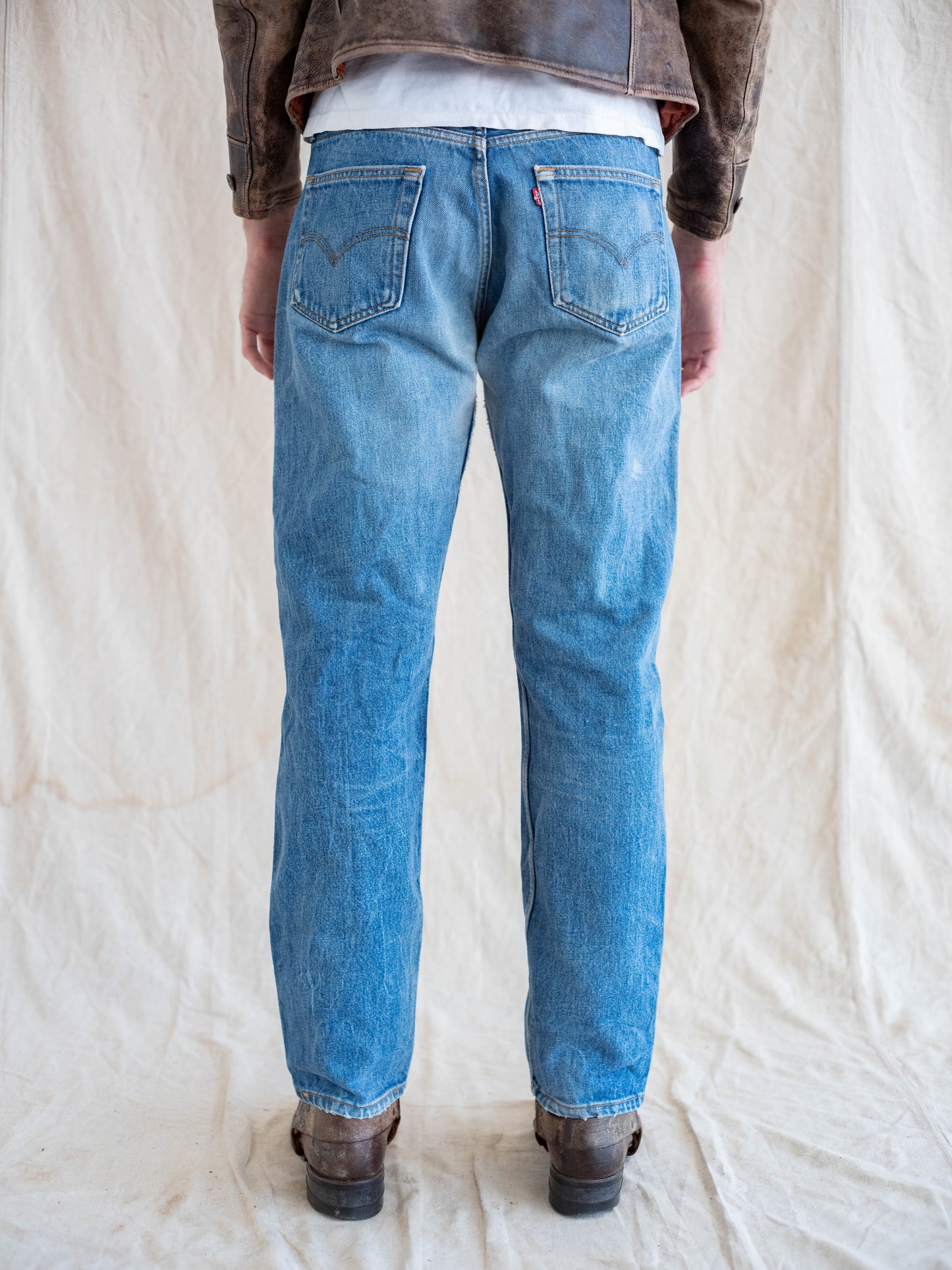 1990’s Levi’s 501 in a Midwash with Whiskering and Wear 32W