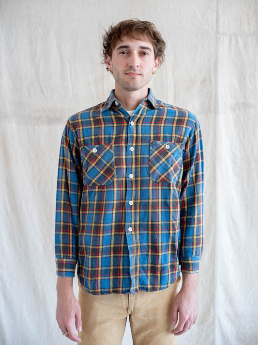 1950’s/1960’s Faded Sanforized Blue Plaid Flannel