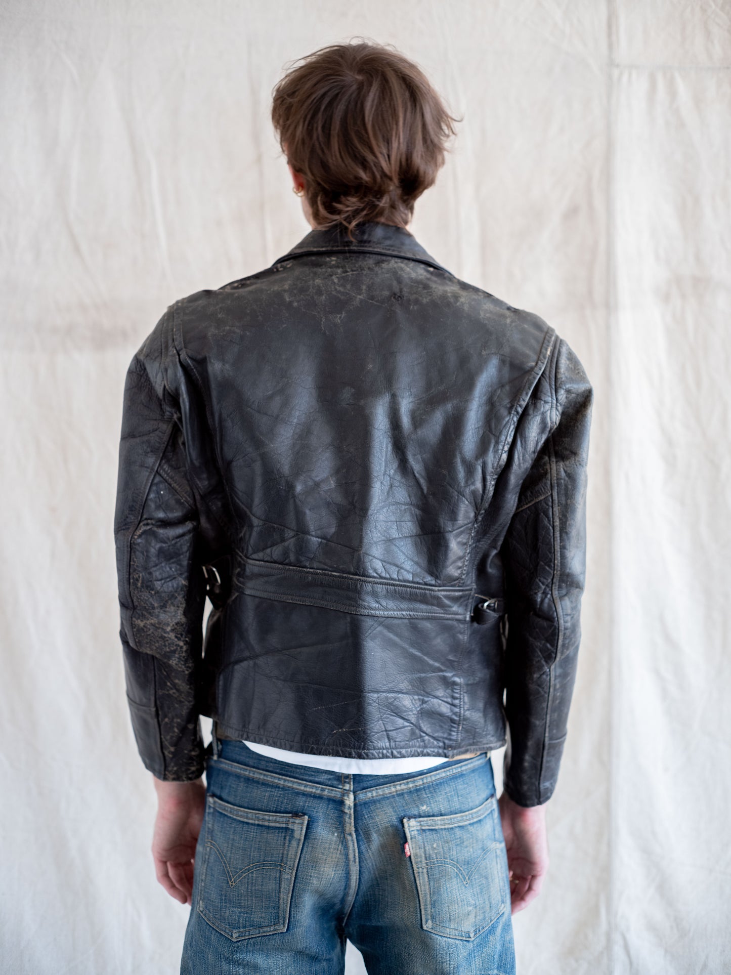 1950’s/1960’s 3 Pocket Leather Steerhide Jacket with Side Cinches