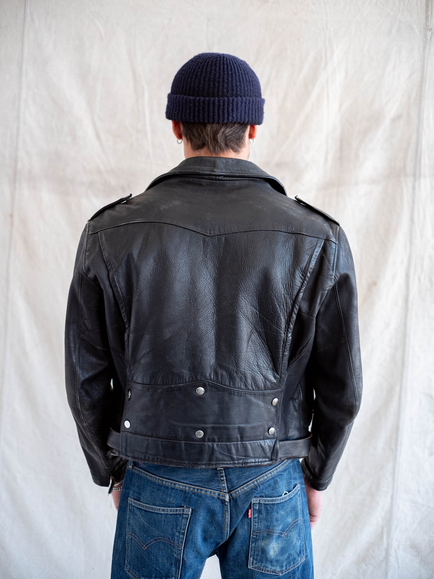 1960’s Unbranded Moto Jacket with D Pocket and Red Liner