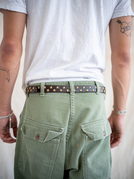 Hollywood Trading Company Brass Star Belt with Extended Tail 30/32W
