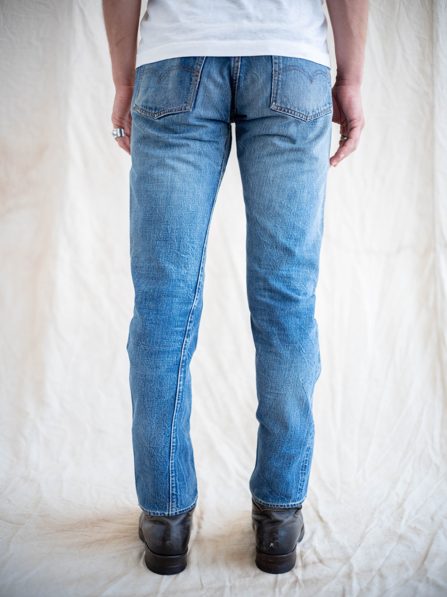 1960’s Big E Levi’s 501s in a Dark Midwash with Wear and Repairs 31W