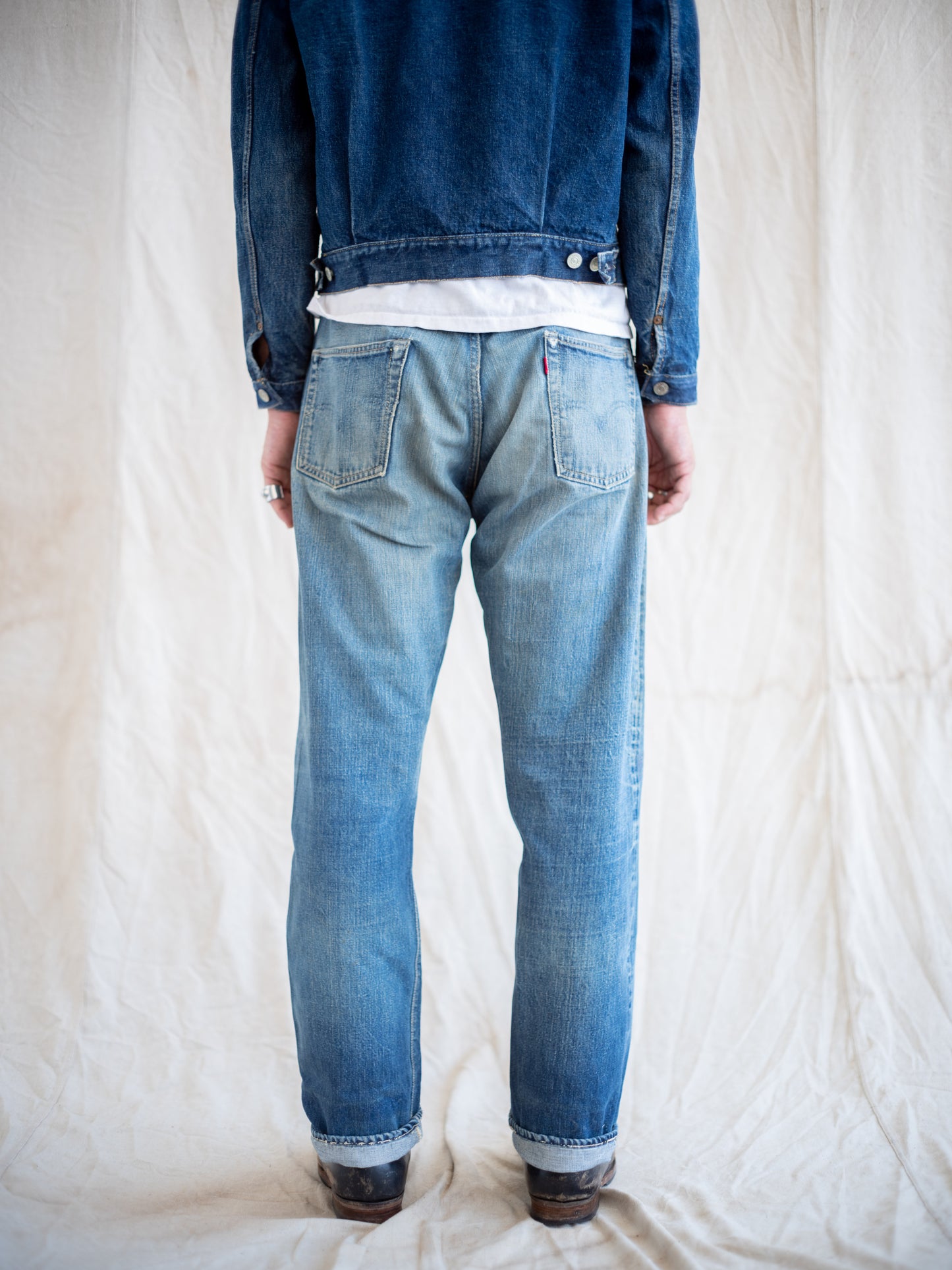 1947 Model Levi's 501 in a Dark Midwash with Whiskering