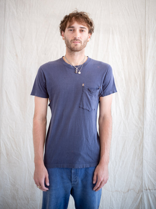 1980’s Heavily Distressed Navy Pocket Tee (Size Medium)