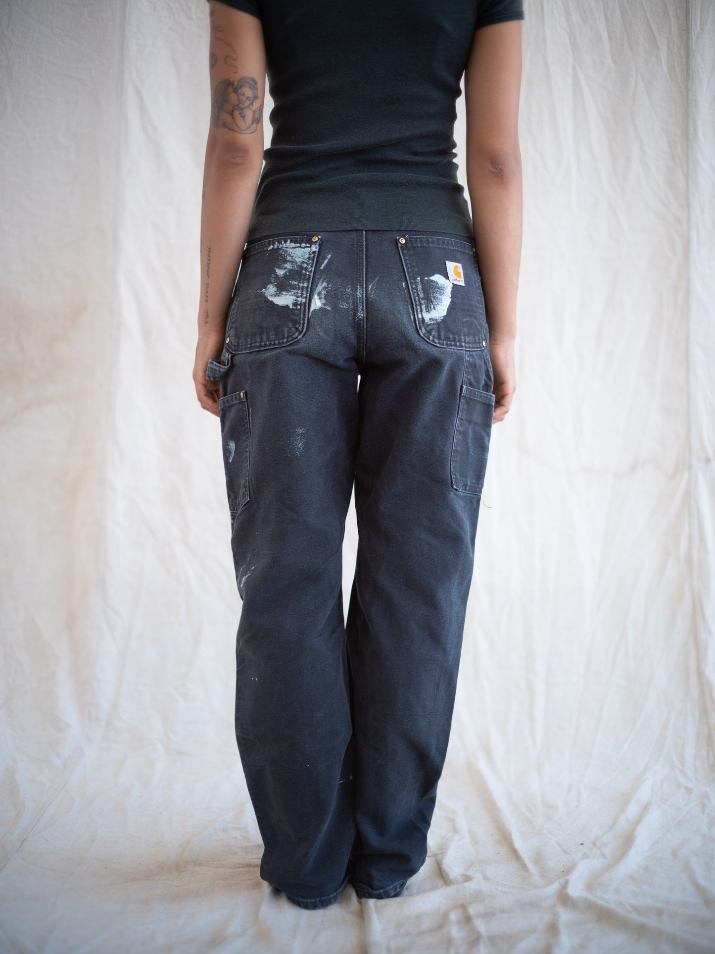 1990’s Black Carhartt Doubleknees with Paint Splatter 29W