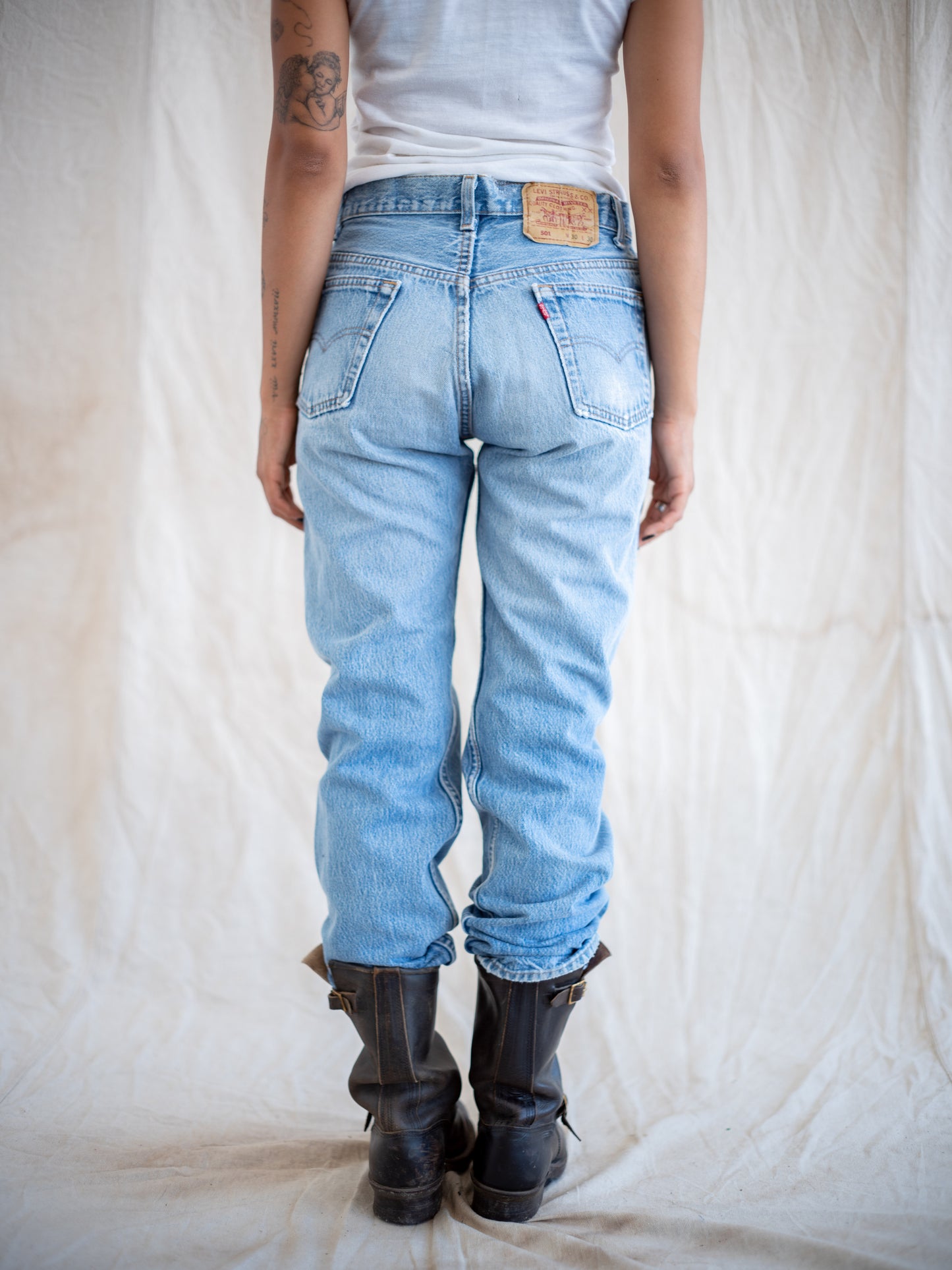 1990’s Levi’s 501s in a Midwash with Rips 30W
