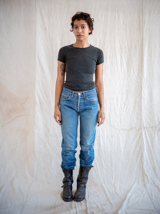 1980’s Levi’s 501 Redlines in a Dark Midwash with Slight Whiskers 30W