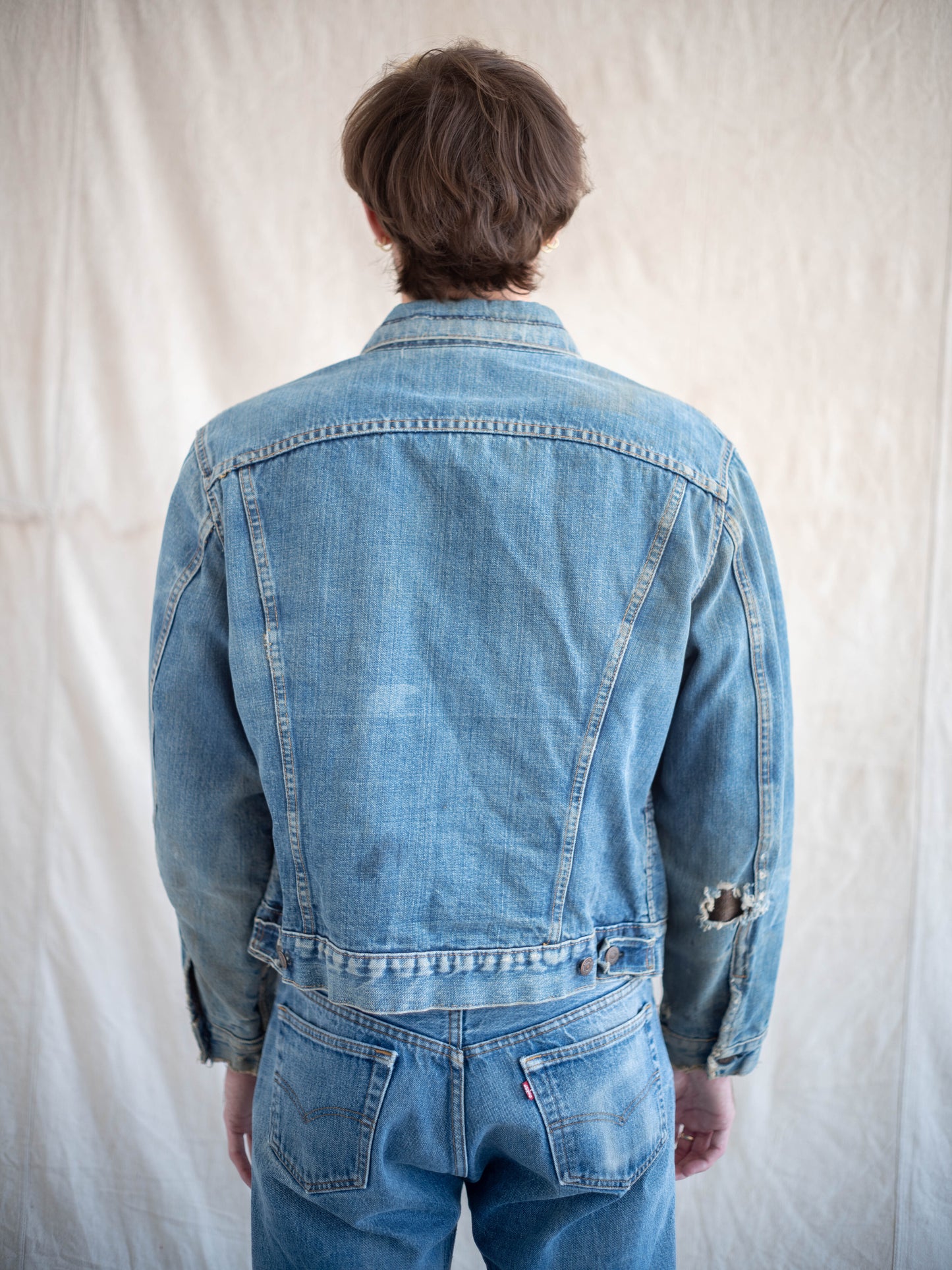 1960’s Levi’s Big E Blanket Lined Type 3 with Wear and Whiskering (Size Medium/Large)