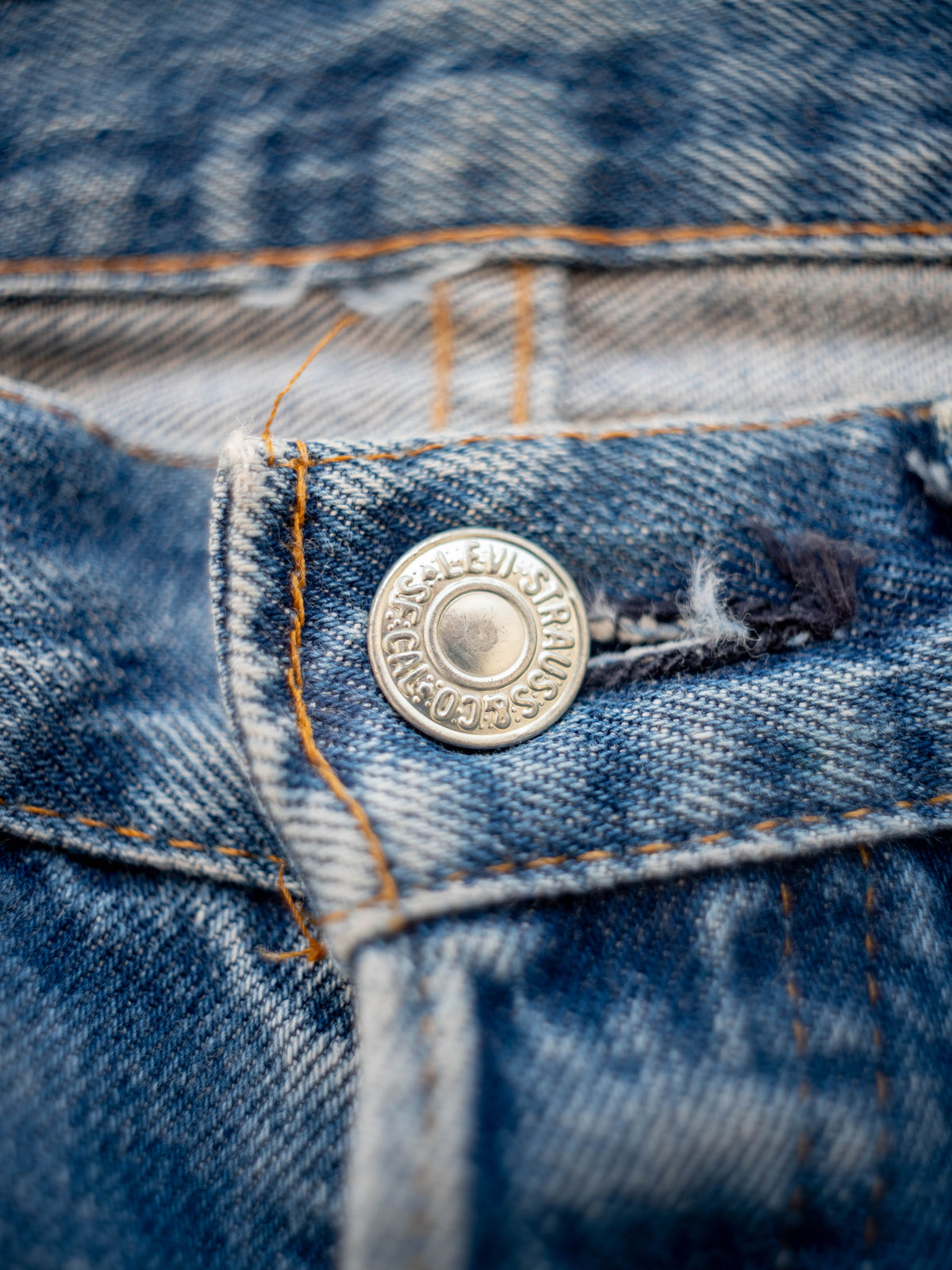 1980’s Levi’s Redline 501s in a Dark Mid Wash with Whiskering 30W