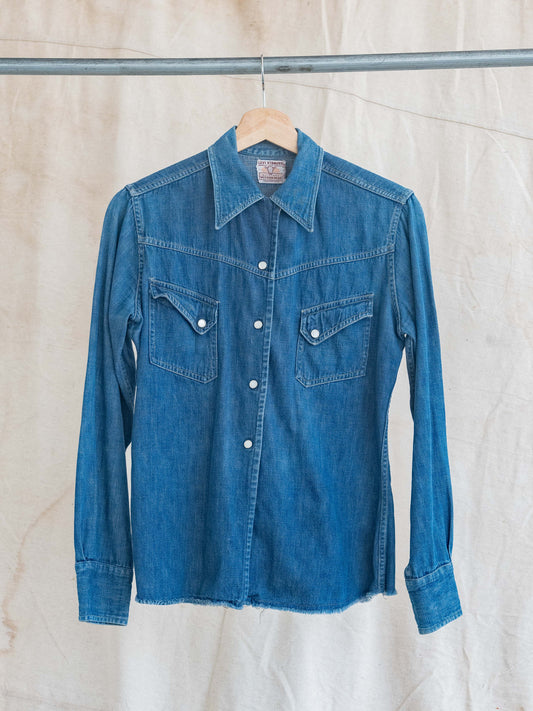 1950’s Levi’s Shorthorn Label Pearl Snap Loop Collar Denim Shirt