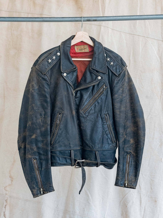 1950’s/1960’s Hercules Lined Motorcycle Jacket Featuring Contrast Stitching and Stars