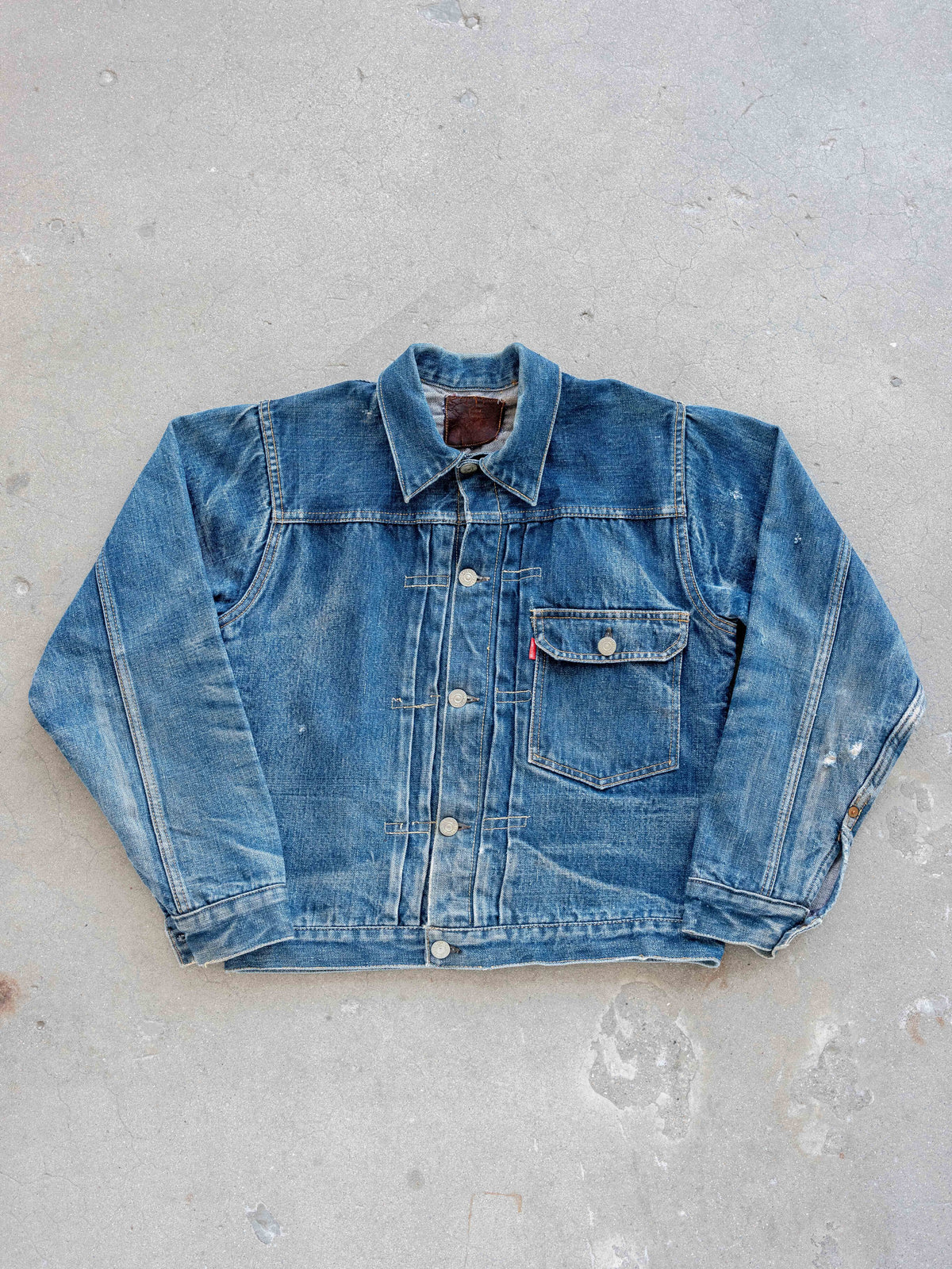 1940's Levi's 506XX Type One Jacket with Full Jerky Patch and Insane Wear (Size 40 Medium)