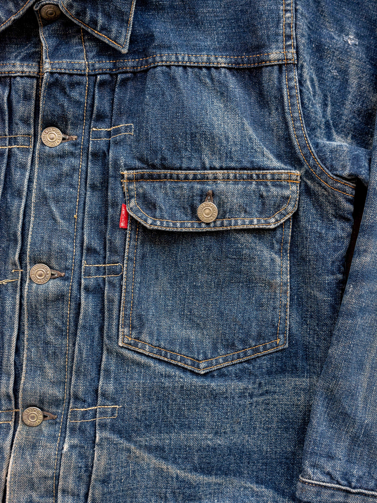 1940's Levi's 506XX Type One Jacket with Full Jerky Patch and Insane Wear (Size 40 Medium)
