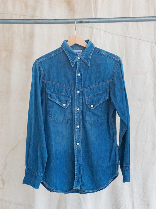 1950’s Roebucks Slant Pocket Pearl Snap Denim Shirt