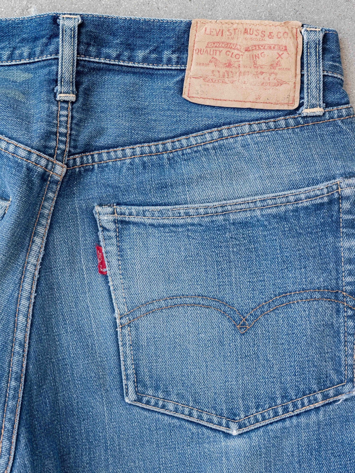 1960’s Levi’s Big E Intensely Faded, Whiskered, and Repaired 501s-32W