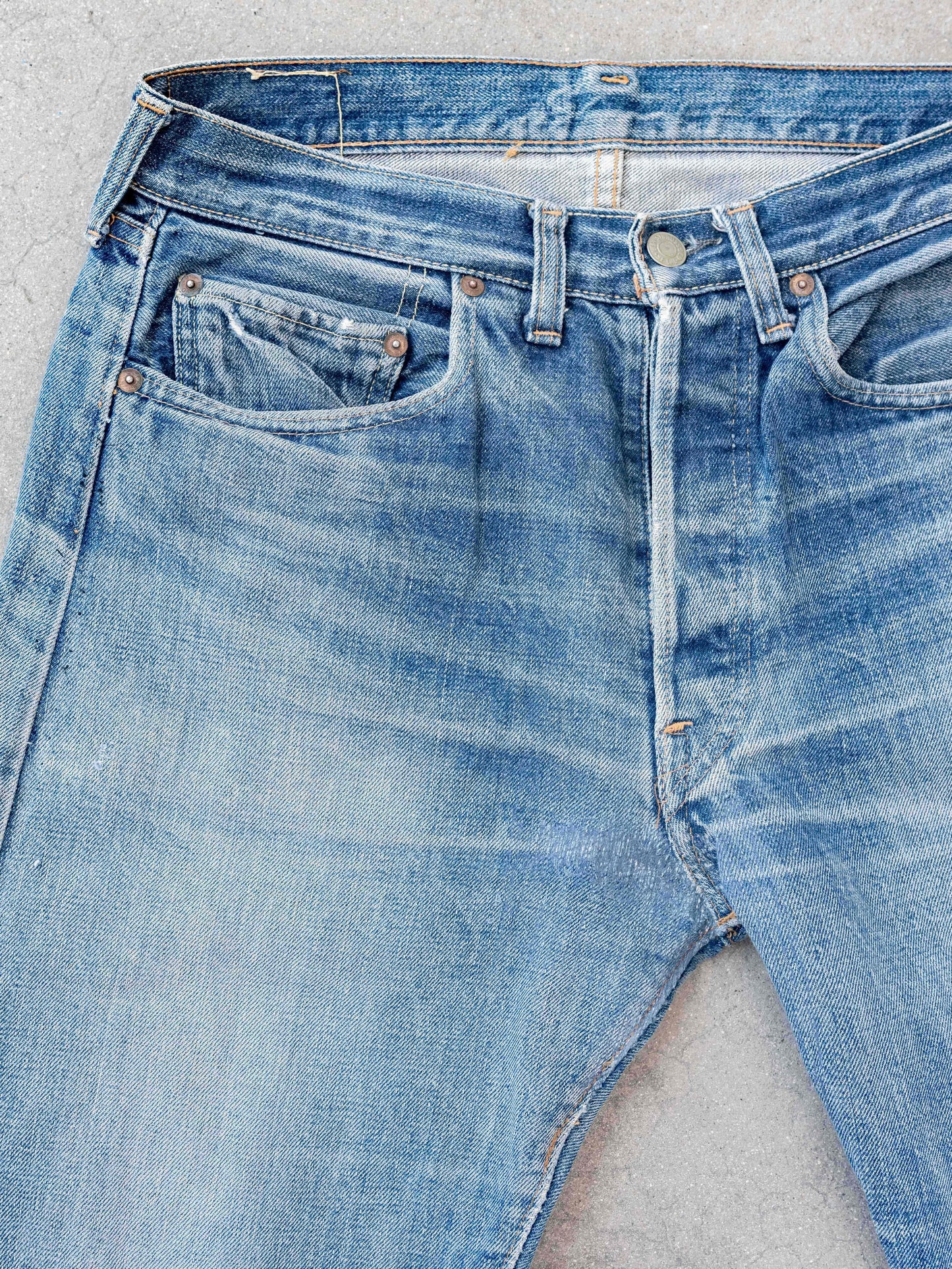 1960’s Levi’s Big E Repaired, Whiskered, and Honeycombed 501s-31W