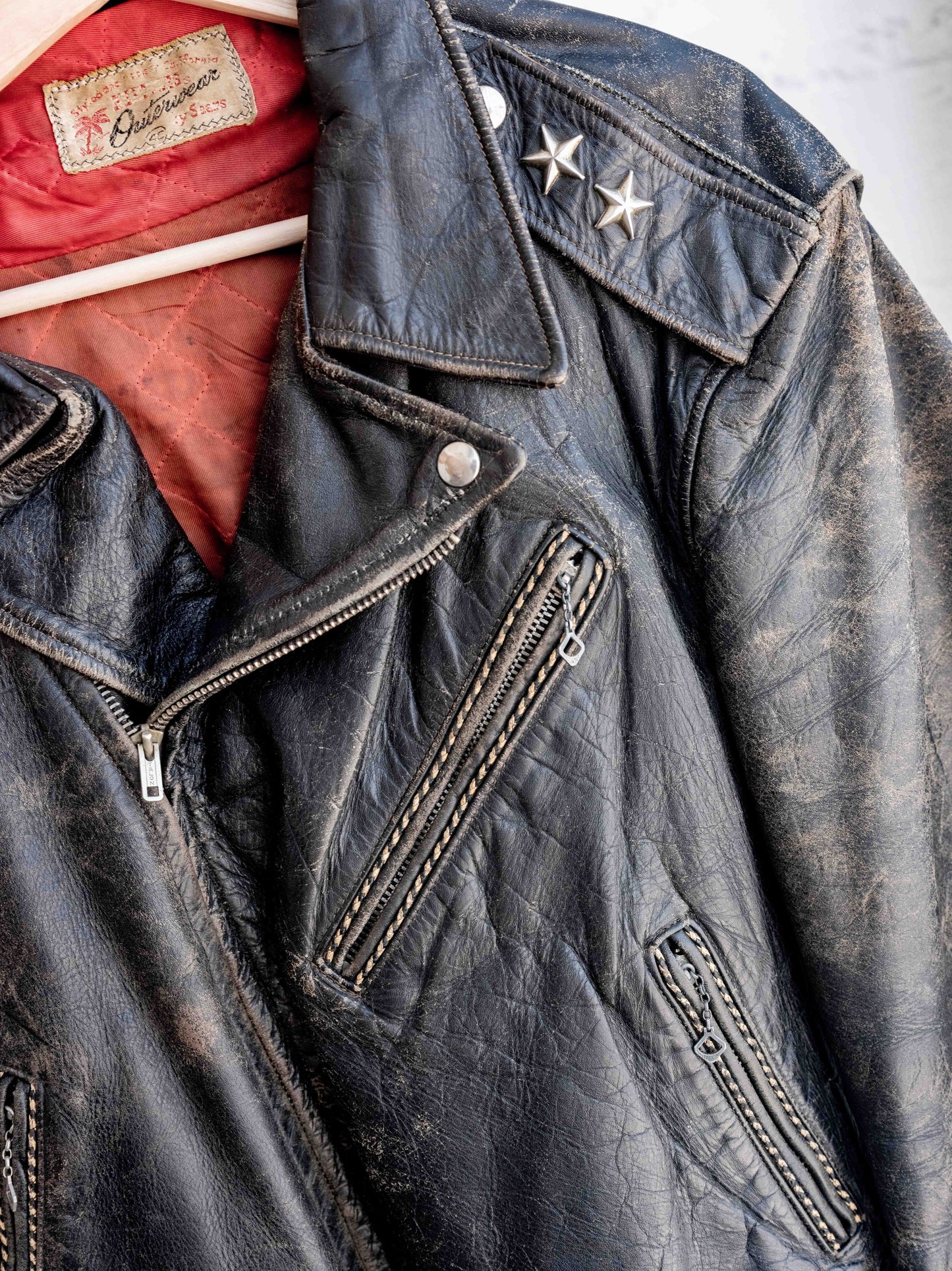 1950’s/1960’s Hercules Lined Motorcycle Jacket Featuring Contrast Stitching and Stars