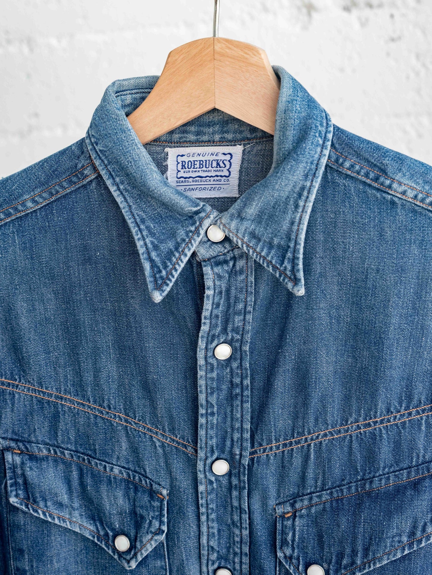 1950’s Roebucks Slant Pocket Pearl Snap Denim Shirt