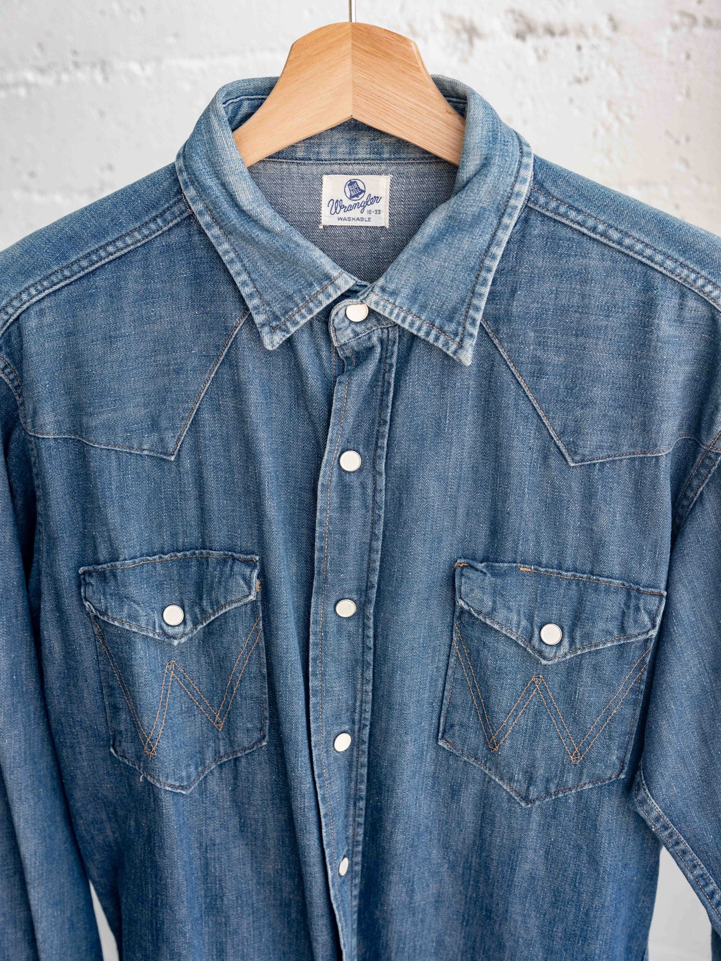 1960’s Wrangler Blue Bell Mid Wash Pearl Snap Denim Shirt
