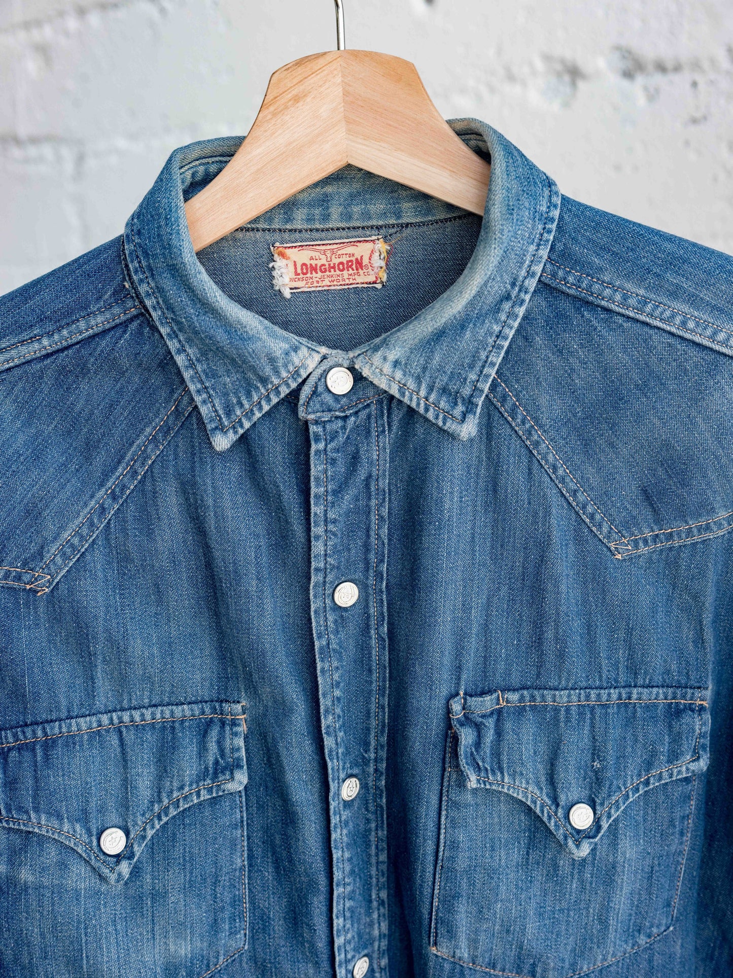 1940’s Longhorn Well Worn Denim Snap Shirt