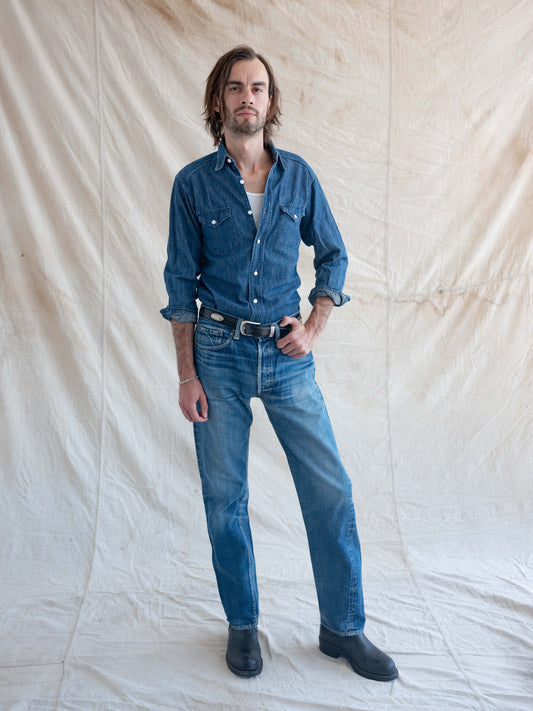 1960’s Levi’s Big E Intensely Faded, Whiskered, and Repaired 501s-32W