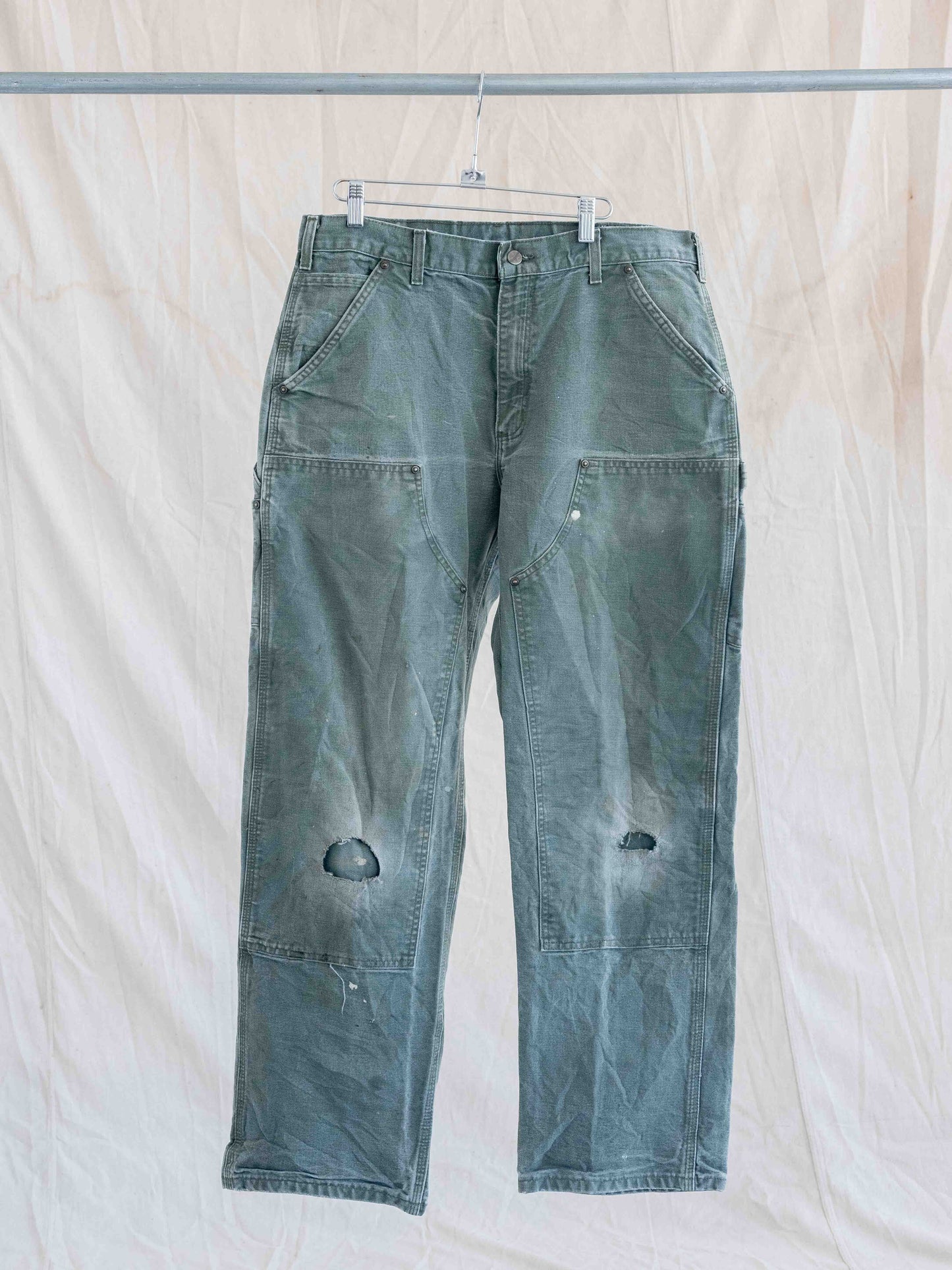 1990’s/2000’s Worn and Faded Olive Green Carhartt Doubleknees-36W