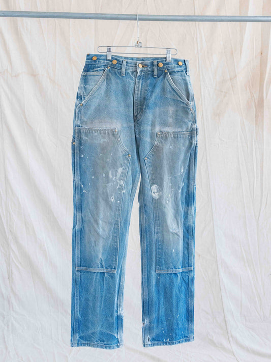 1990’s/2000’s Thrashed, Repaired, and Paint Splattered Denim Carhartt Doubleknees-32W