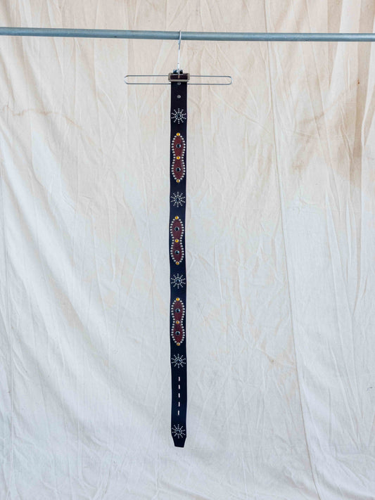 Hollywood Trading Company Dark Brown Studded Belt with Snakeskin-34/36W