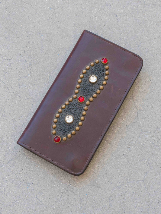 Hollywood Trading Company Studded Chocolate Brown Wallet with Stingray