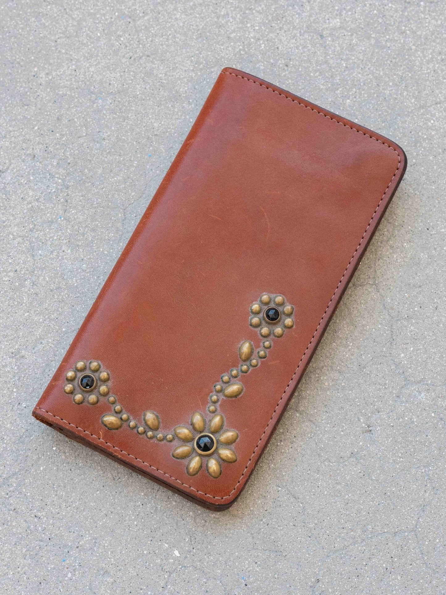 Hollywood Trading Company Brown Wallet with Flower Studding