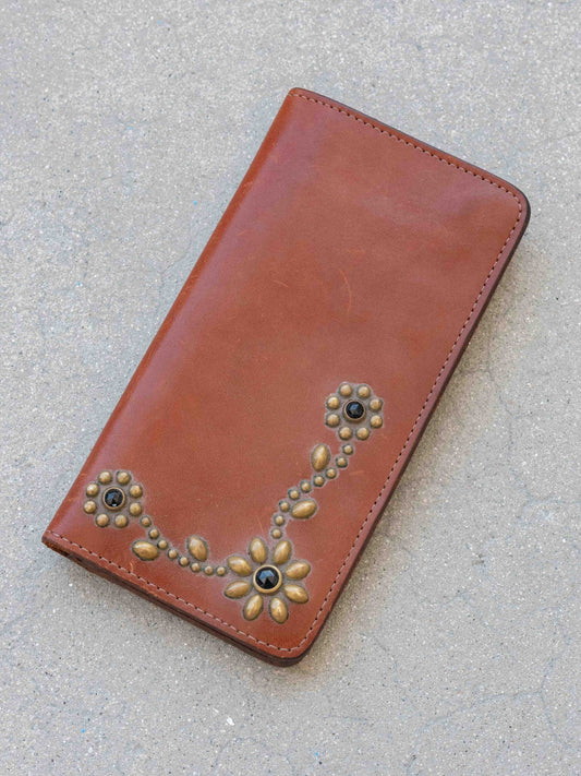 Hollywood Trading Company Brown Wallet with Flower Studding