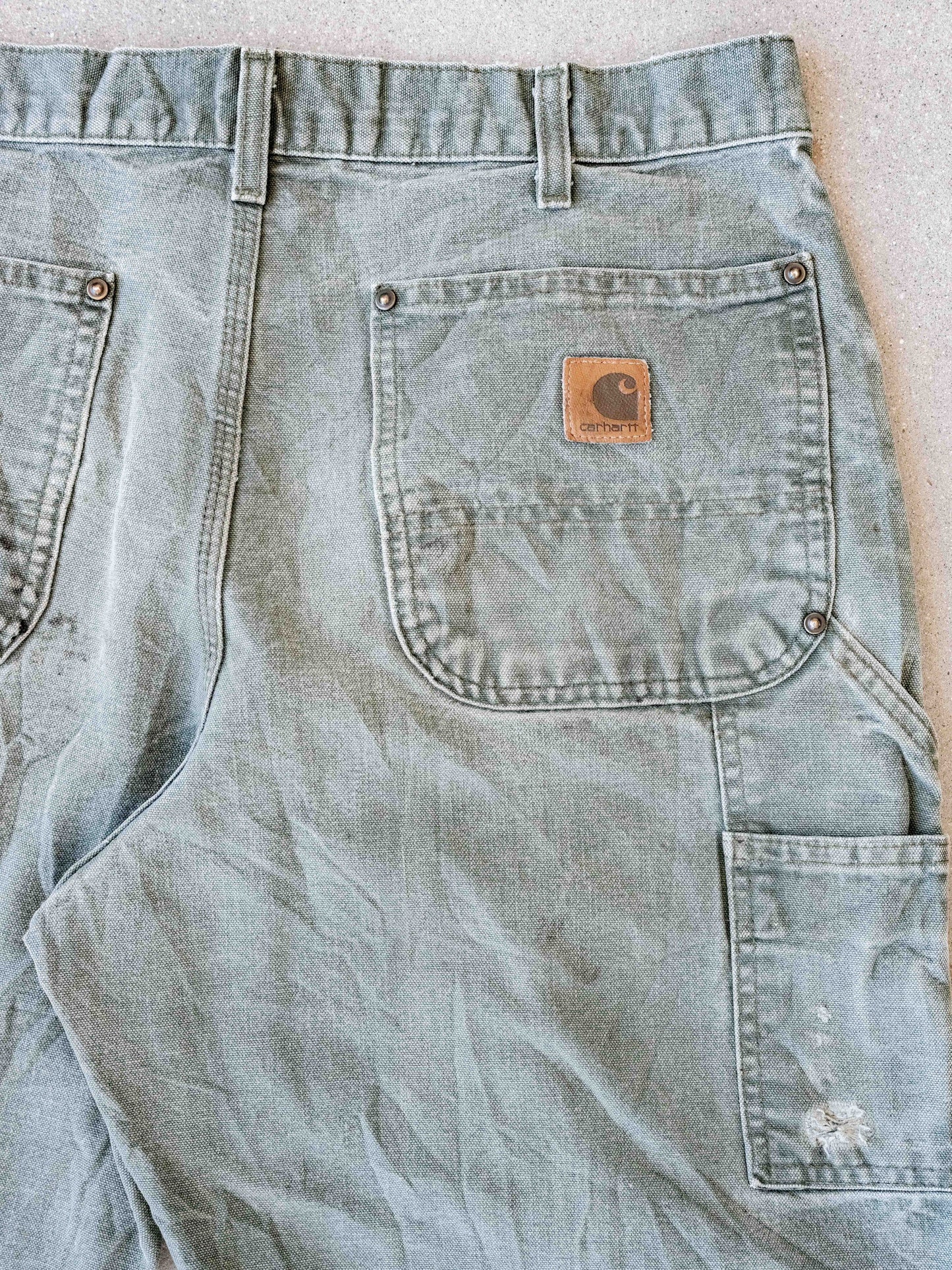 1990’s/2000’s Worn and Faded Olive Green Carhartt Doubleknees-36W