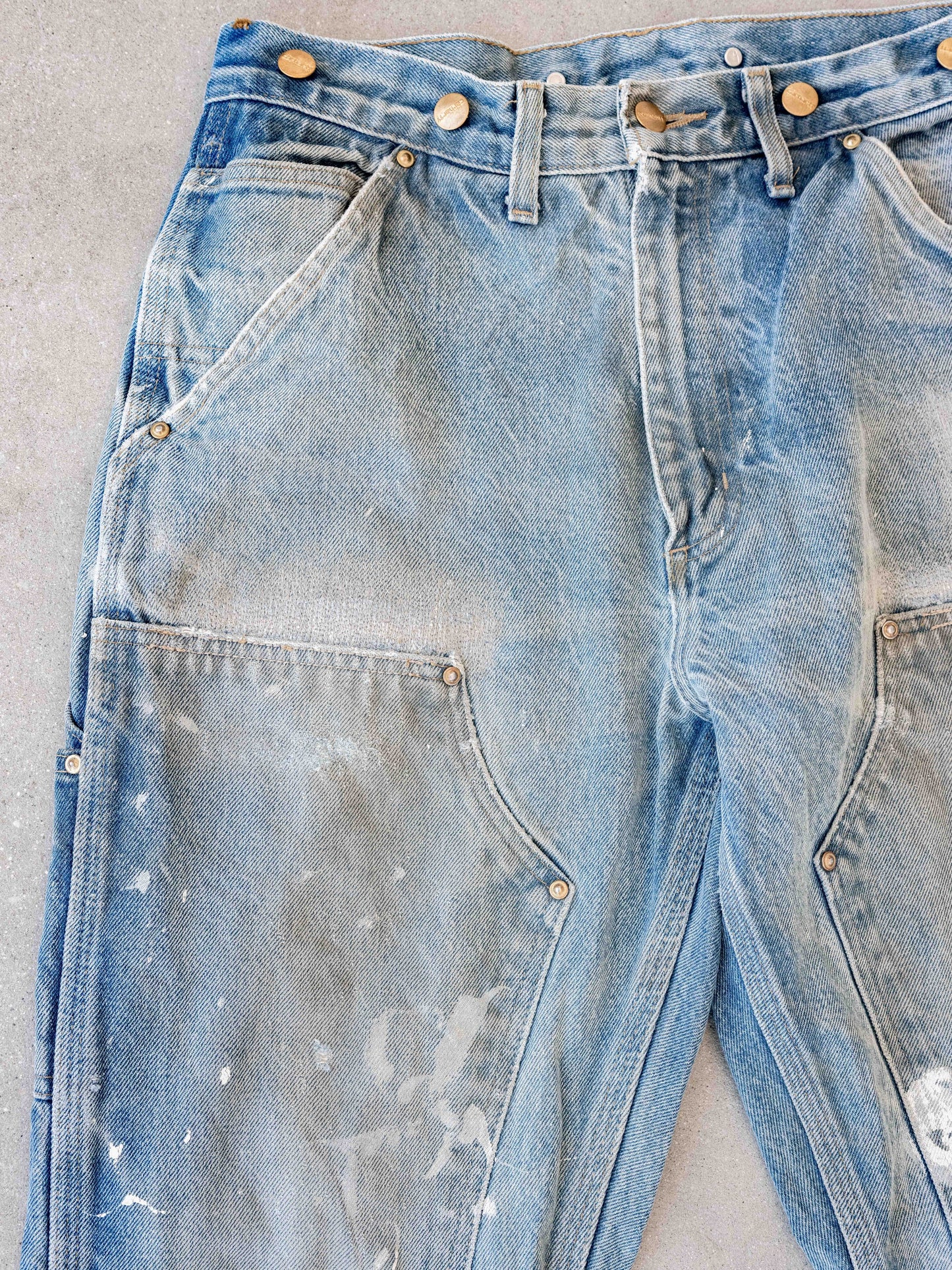 1990’s/2000’s Thrashed, Repaired, and Paint Splattered Denim Carhartt Doubleknees-32W