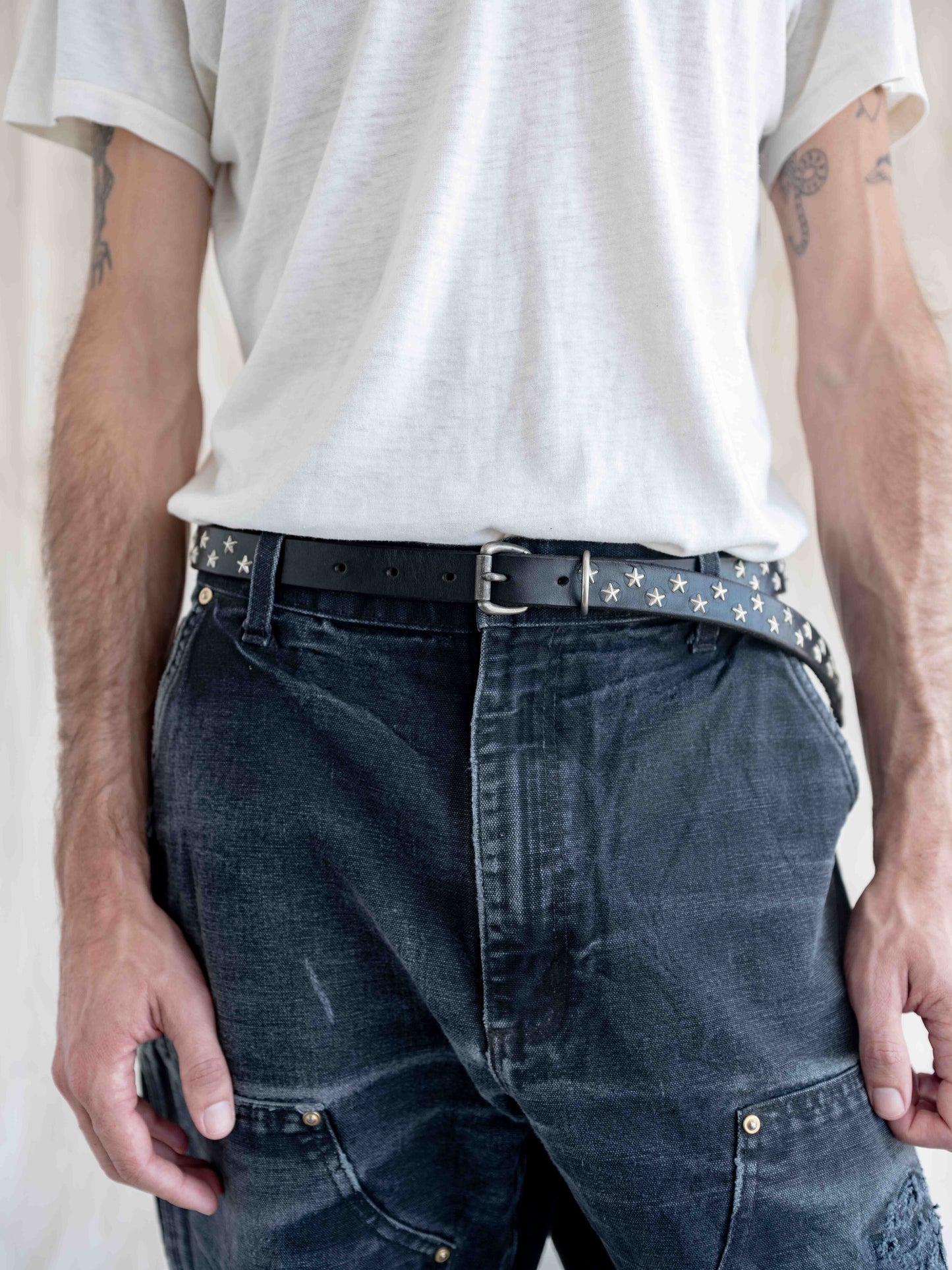 Hollywood Trading Company Silver Star Belt with Extended Tail-W28/30